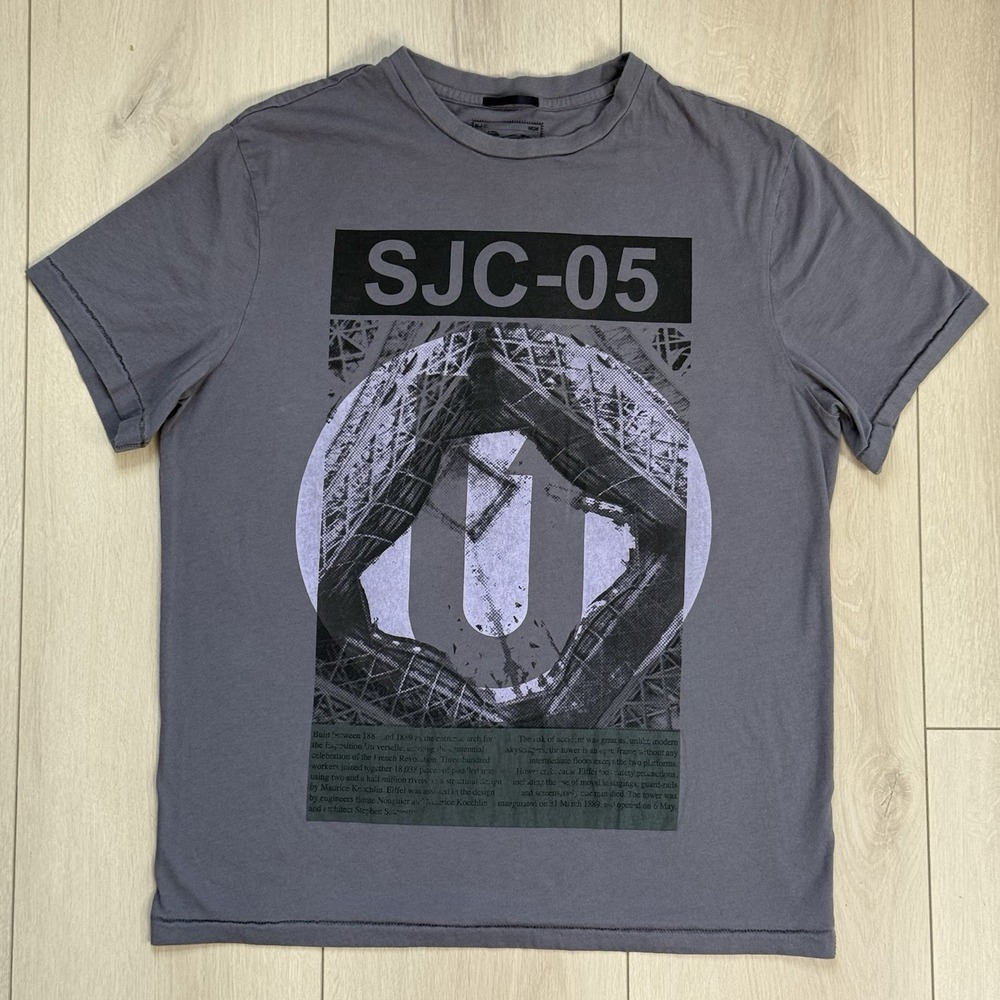Silver Jeans Co Gray Graphic Tee XL SJC-05 Eiffel Tower Urban Print Single Stitc
